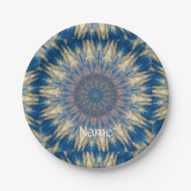 Plato De Papel Blue Chakra Kaleidoscope Thunder_Cove (Anverso)