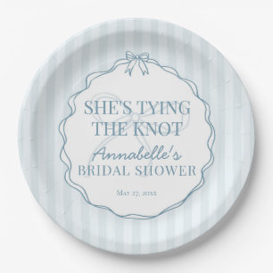 Plato De Papel Blue Coquette Bow Pastel Bridal Shower Brunch