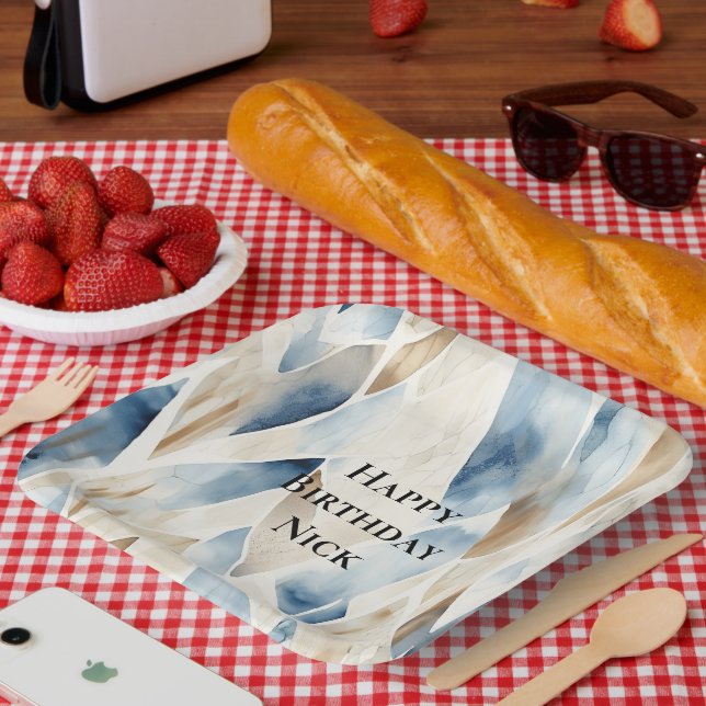 Plato De Papel Blue Cream Sea Sand Ocean Serenity Cumpleaños (Picnic)