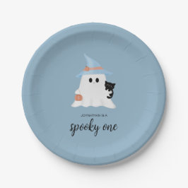 Plato De Papel Blue Cute Ghost Halloween Primer cumpleaños Boy