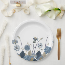 Plato De Papel Blue Dahlias Cornflower