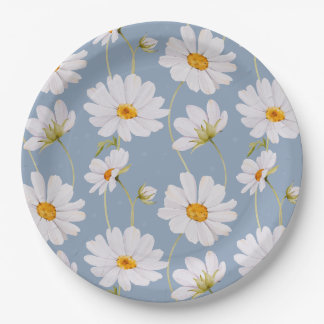 Plato De Papel Blue Daisy Paper Plates