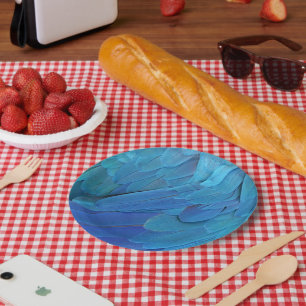 Plato De Papel Blue feathers