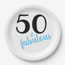 Plato De Papel Blue Fifty and Fabulous Birday Party