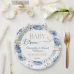 Plato De Papel Blue Floral Baby in Bloom Garden Baby Shower Party<br><div class="desc">baby in bloom,  baby shower plates,  blue floral plates,  garden baby shower,  wildflower party decor,  spring baby shower,  botanical party tableware,  baby shower table decor,  floral party plates,  elegant baby celebration</div>