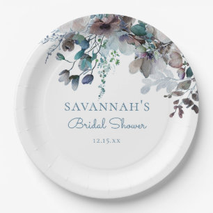 Plato De Papel Blue Floral Bridal Shower