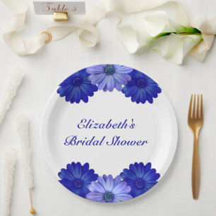 Plato De Papel Blue Floral Bridal Shower