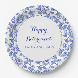 Plato De Papel Blue Floral Retirement Party