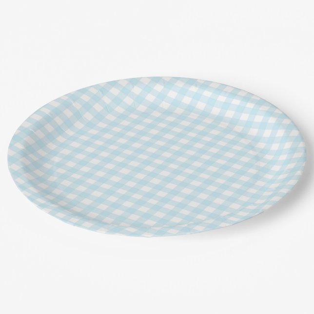 Plato De Papel Blue Gingham 1 (Angular)