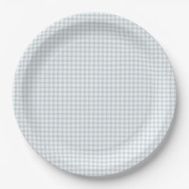 Plato De Papel Blue Gingham Plaid Preppy Cottagecore Baby Shower