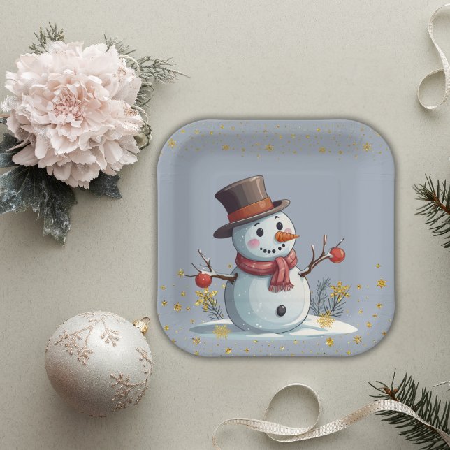 Plato De Papel Blue & Gold Little Snowflakes Baby Shower (Subido por el creador)