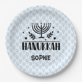 Plato De Papel Blue Hanukkah