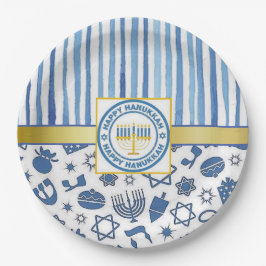 Plato De Papel Blue Hanukkah
