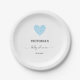 Plato De Papel Blue Heart Baby Shower Party