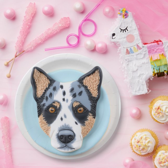 Plato De Papel Blue Heeler Dog 3D Inspirado (Fiesta)