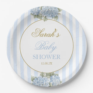 Plato De Papel Blue Hydrangea Baby Shower