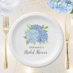 Plato De Papel Blue Hydrangea Bouquet Floral Bridal Shower<br><div class="desc">Estas placas de ducha de novias cuentan con flores de horangea azul y follaje de hojas de vegetación. Personalizarlos con un nombre. Los productos de ducha de matrimonio están a tu disposición.</div>