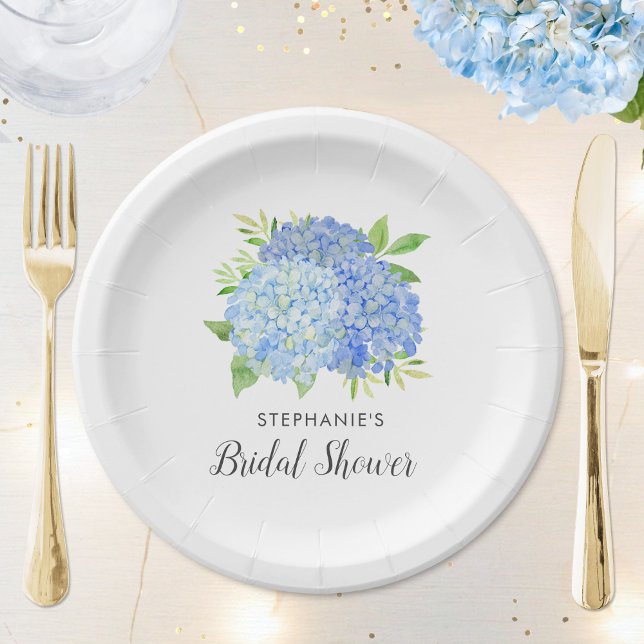 Plato De Papel Blue Hydrangea Bouquet Floral Bridal Shower (Subido por el creador)