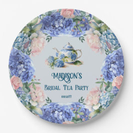 Plato De Papel Blue Hydrangea Bridal Tea Fiesta