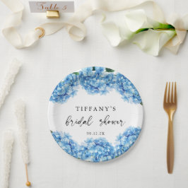 Plato De Papel Blue Hydrangea Floral Bridal Shower