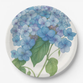 Plato De Papel Blue Hydrangea Garden Party Paper Plate | Elegant 