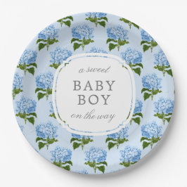 Plato De Papel Blue Hydrangea Pattern Sweet Baby Boy