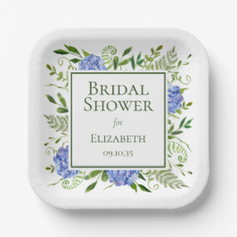 Plato De Papel Blue Hydrangeas Bridal Shower