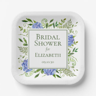 Plato De Papel Blue Hydrangeas Bridal Shower