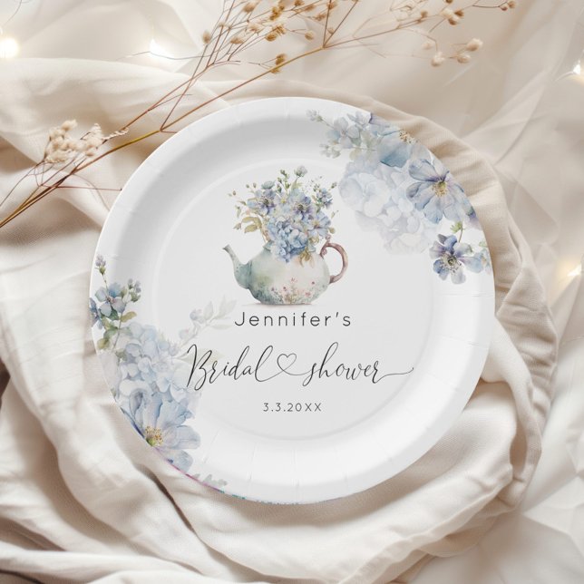 Plato De Papel Blue Hydrangeas té fiesta ducha de novia (Subido por el creador)