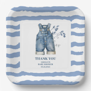 Plato De Papel Blue jean baby Denim country Ducha bebé