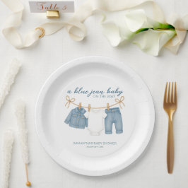 Plato De Papel Blue Jean Baby On the Way Baby Shower
