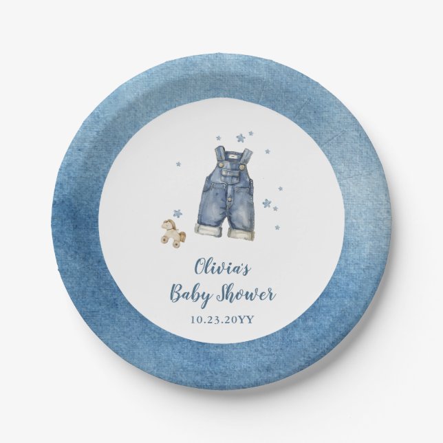 Plato De Papel Blue Jean Baby Shower (Anverso)