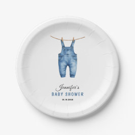 Plato De Papel Blue Jean Baby Shower - Denim Theme