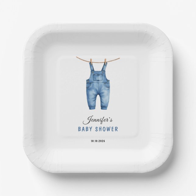 Plato De Papel Blue Jean Baby Shower - Denim Theme (Anverso)