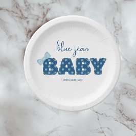 Plato De Papel Blue Jean Baby Shower Tableware | Denim Fiesta