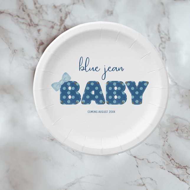 Plato De Papel Blue Jean Baby Shower Tableware | Denim Fiesta (Subido por el creador)