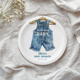 Plato De Papel Blue Jean Boy Western Baby Shower