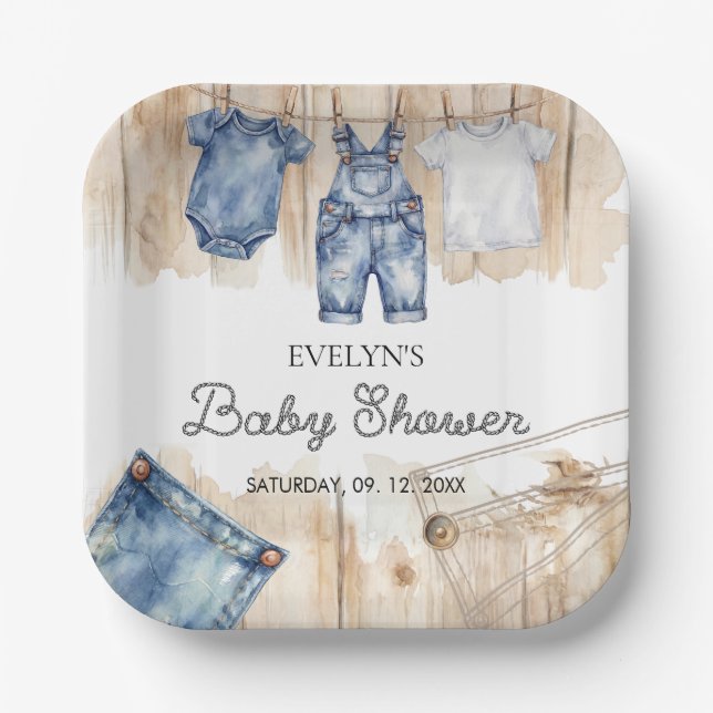 Plato De Papel Blue Jean Denim  (Anverso)