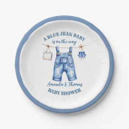 Plato De Papel Blue Jean Denim Baby Shower
