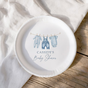 Plato De Papel Blue Jean Denim Baby Shower