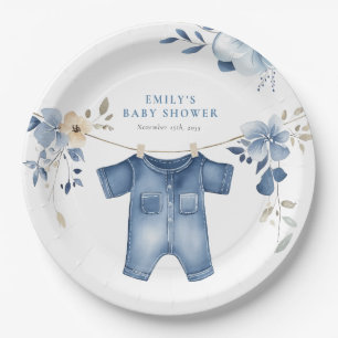 Plato De Papel Blue Jean Denim Sweet Boy Baby Shower