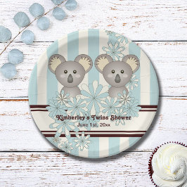 Plato De Papel Blue Koala Twin Baby Shower / Cumpleaños de los ni