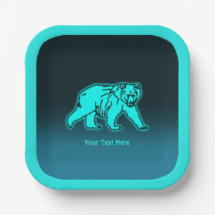 Plato De Papel Blue Kodiak Bear