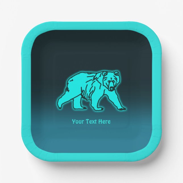 Plato De Papel Blue Kodiak Bear (Anverso)