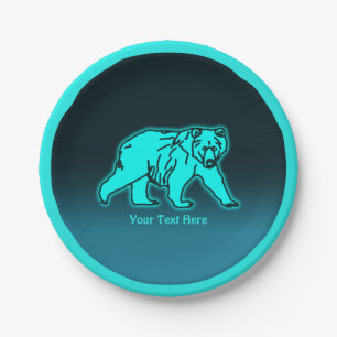 Plato De Papel Blue Kodiak Bear