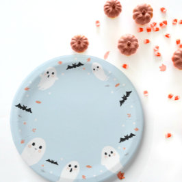 Plato De Papel Blue Little Boo matrículas de papel fantasma de ha