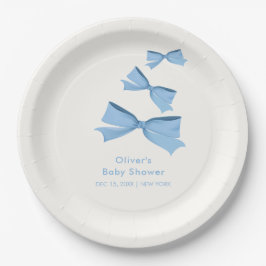 Plato De Papel Blue Little Flow Boy Baby Shower