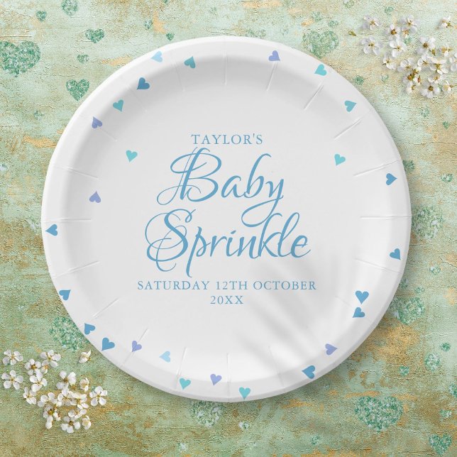 Plato De Papel Blue Love Hearts Baby Boy Sprinkle Shower (Blue Love Hearts Baby Boy Sprinkle Shower Paper Plates)
