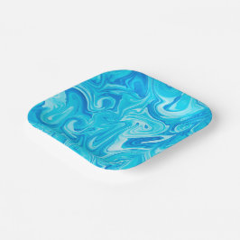 Plato De Papel Blue Marbelix Paint Art Modern Hanukkah Fun