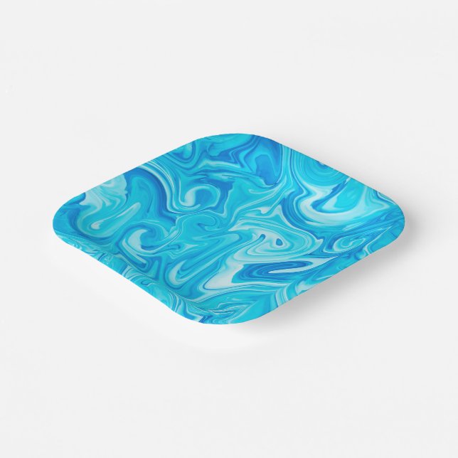 Plato De Papel Blue Marbelix Paint Art Modern Hanukkah Fun (Angular)